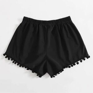 SHEIN Women’s Summer Beach Pom-Pom Trim Black Bikini Shorts XS